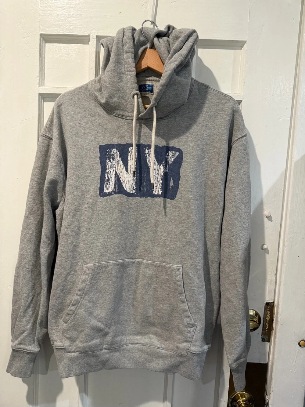J. Crew Gray Hoodie with Navy NY Graphic